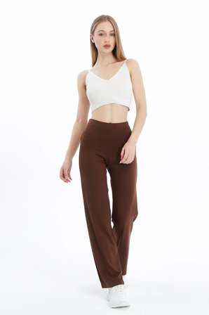  Extra Yumuşak Uzun Viskon Pantolon Home&Outdoor-Kahverengi