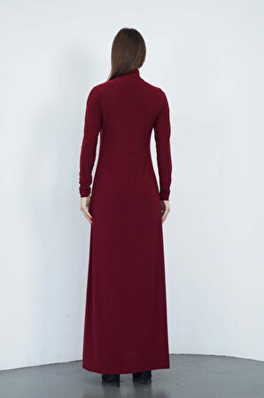 Dora Kadın Maxi Boy Balıkçı Yaka Sandy Elbise-Bordo