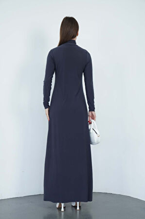 Dora Kadın Maxi Boy Balıkçı Yaka Sandy Elbise-Füme