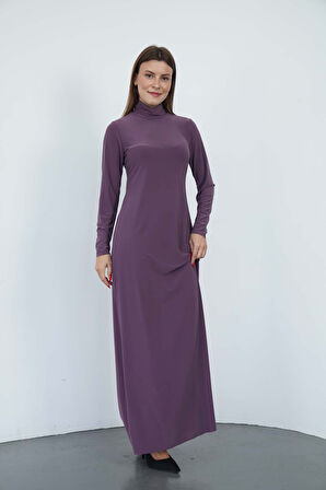 Dora Kadın Maxi Boy Balıkçı Yaka Sandy Elbise-Gül Kurusu