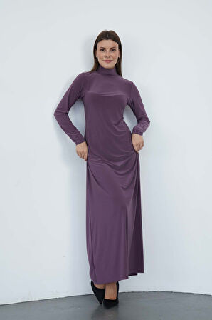 Dora Kadın Maxi Boy Balıkçı Yaka Sandy Elbise-Gül Kurusu