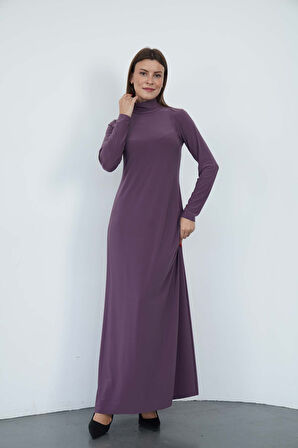 Dora Kadın Maxi Boy Balıkçı Yaka Sandy Elbise-Gül Kurusu