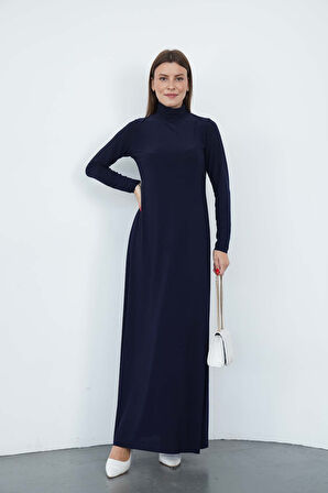 Dora Kadın Maxi Boy Balıkçı Yaka Sandy Elbise-Lacivert