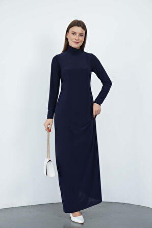 Dora Kadın Maxi Boy Balıkçı Yaka Sandy Elbise-Lacivert