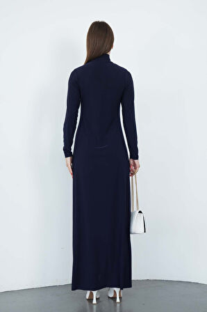 Dora Kadın Maxi Boy Balıkçı Yaka Sandy Elbise-Lacivert