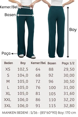 Nira Kadın Maxi Boy İspanyol Paça Sandy Pantolon-Zümrüt Yeşil
