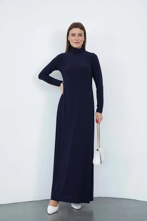 Dora Kadın Maxi Boy Balıkçı Yaka Sandy Elbise-Lacivert