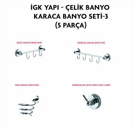 İGK YAPI - ÇELİK BANYO KARACA BANYO SETİ -3(5 PARÇA)