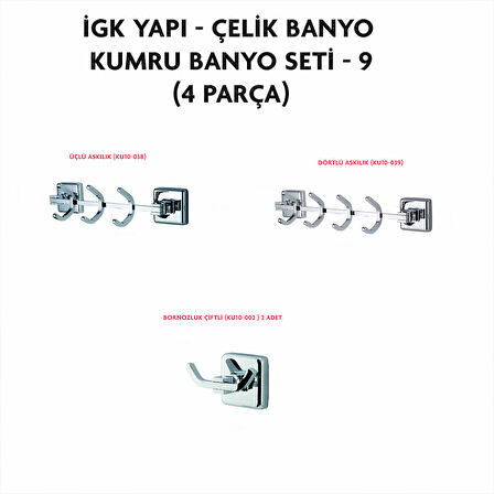 İGK YAPI - ÇELİK BANYO KUMRU BANYO SETİ -9(4 PARÇA)