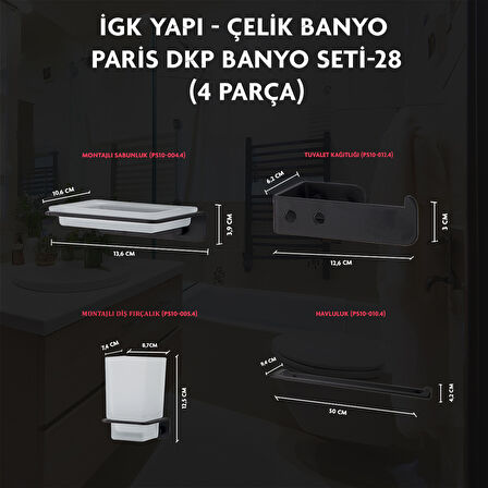 İGK YAPI - ÇELİK BANYO PARİS BANYO SETİ -28(4 PARÇA)