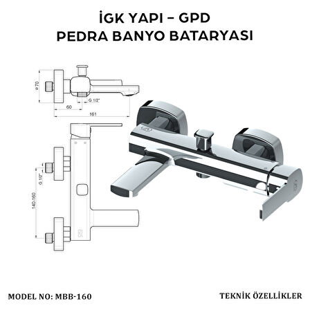 İGK YAPI - GPD MBB160 PEDRA BANYO BATARYASI