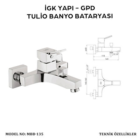 İGK YAPI - GPD MBB135 TULİO BANYO BATARYASI