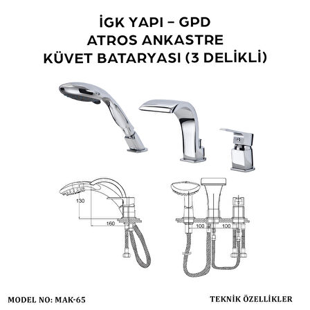 İGK YAPI - GPD MAK65 ATROS ANKASTRE KÜVET BATARYASI (3 DELİKLİ)