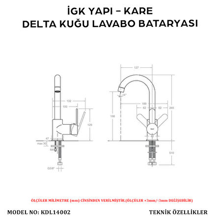 İGK YAPI – KARE Delta Kuğu Lavabo Bataryası (KDL14002)