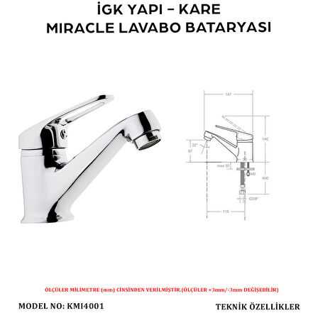 İGK YAPI – KARE Miracle Lavabo Bataryası (KMI4001)