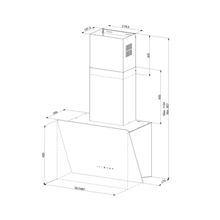 Narte H30090B Sessiz Davlumbaz, Siyah Renk, 90 Cm  