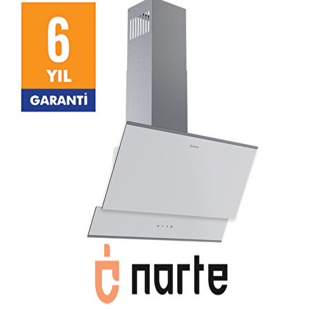 NARTE-H10060W 60CM BEYAZ CAM INOX CITALI ÇİFT CAMLI EĞİMLİ DAVLUMBAZ