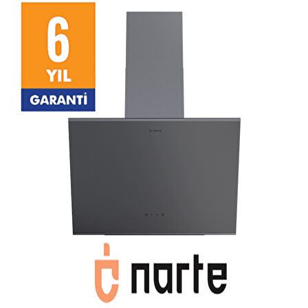 NARTE -H20060S 60 CM Gri Cam Inox Çıtalı Eğimli Davlumbaz - 6 YIL GARANTİLİ