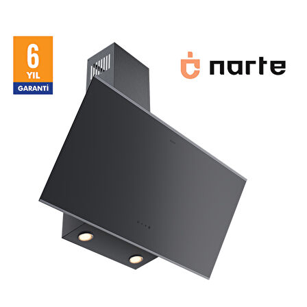 NARTE -H20090SX 90 CM Gri Cam Inox Çıtalı Eğimli Davlumbaz - 6 YIL GARANTİLİ
