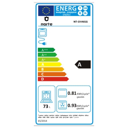 Narte NT-OV401S Ankastre Fırın, Gri Renk, 73 L, 60 cm