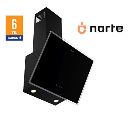 NARTE-H20160B 60CM SIYAHCAM EĞİMLİ DAVLUMBAZ - 6 YIL GARANTİLİ