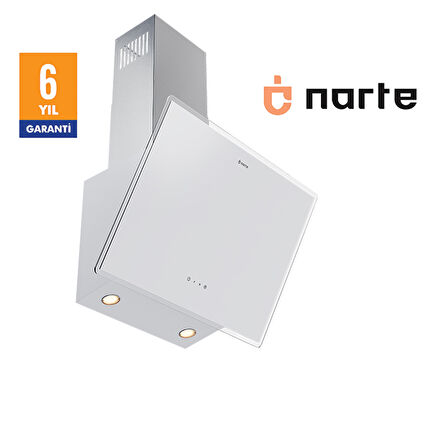 NARTE-H20160W 60CM BEYAZ CAM EĞİMLİ DAVLUMBAZ - 6 YIL GARANTİLİ