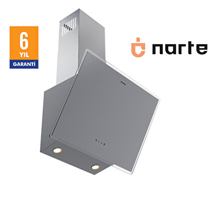NARTE-H20160S 60CM GRİ CAM EĞİMLİ DAVLUMBAZ - 6 YIL GARANTİLİ