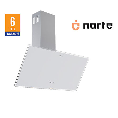 NARTE-H20190W 90CM BEYAZ CAM EĞİMLİ DAVLUMBAZ - 6 YIL GARANTİLİ
