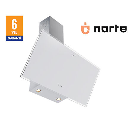 NARTE-H20190W 90CM BEYAZ CAM EĞİMLİ DAVLUMBAZ - 6 YIL GARANTİLİ