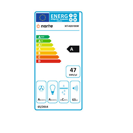 NARTE-H20190W 90CM BEYAZ CAM EĞİMLİ DAVLUMBAZ - 6 YIL GARANTİLİ