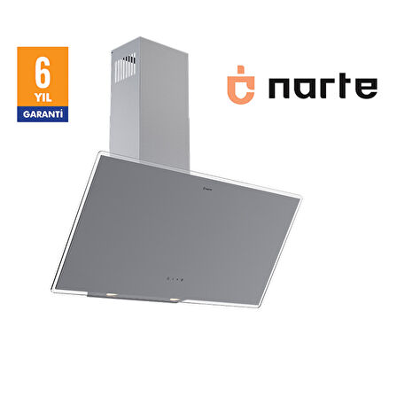 NARTE-H20190S 90CM GRİ CAM EĞİMLİ DAVLUMBAZ - 6 YIL GARANTİLİ