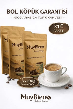 Türk Kahvesi 3x100g %100 Arabica Bol Köpüklü Yoğun Aromalı Taze Öğütülmüş
