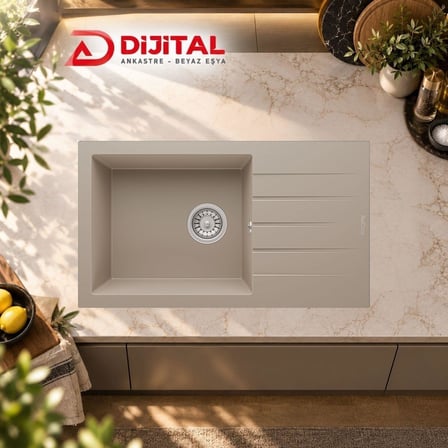 Real Stone P010 ASSOS 76 XL Cappucino Granit Mutfak Eviyesi 76x43.5 cm