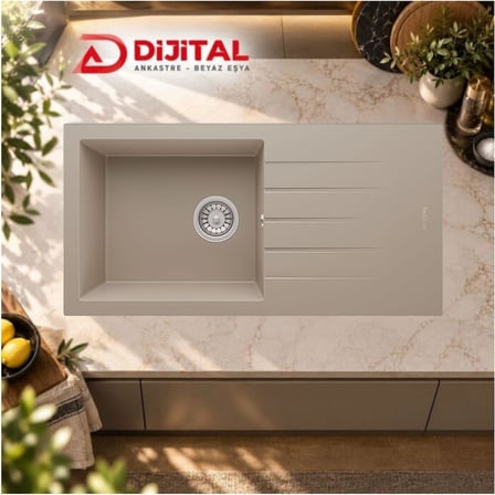 Real P011 Assos 86 XL Cappucino Granit Mutfak Eviyesi 86×43.5 Cm
