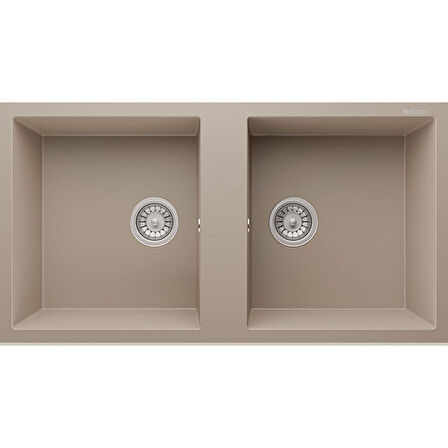 Real Stone P019 Nemrut Granit Mutfak Eviyesi Cappucino Tezgah Altı - Üstü 97x52 Cm İki Gözlü