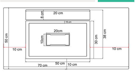 Real Stone Flatstone 70x50 Beyaz Etajerli Granit Banyo Lavabosu