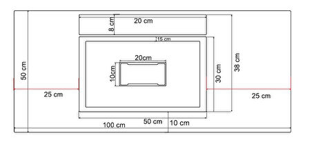 Real Stone Flatstone 100x50 Siyah Etajerli Granit Banyo Lavabosu