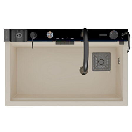 Real Stone Victoria Granit Akıllı Eviye Seti Krem 75.5X47 cm