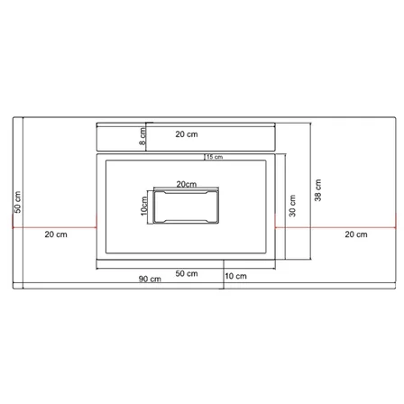 Real Stone Pure Etajerli 90x50 Gri Granit Banyo Lavabosu