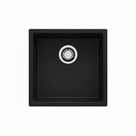 Real Stone Steep 40x40 Siyah Granit Mutfak Eviyesi