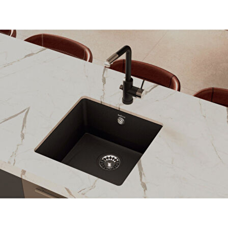 Real Stone Steep 50x40 Antrasit Granit Mutfak Eviyesi