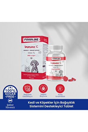 Foodline Immune +C 75 Tablet | Kedi ve Köpekler için Bağışıklık Sistemini Destekleyici