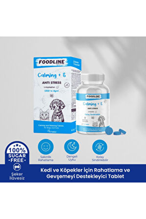 Foodline Calming +S 75 Tablet | Kedi ve Köpekler için Rahatlama ve Gevşemeyi Destekleyici