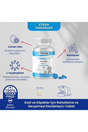 Foodline Calming +S 75 Tablet | Kedi ve Köpekler için Rahatlama ve Gevşemeyi Destekleyici