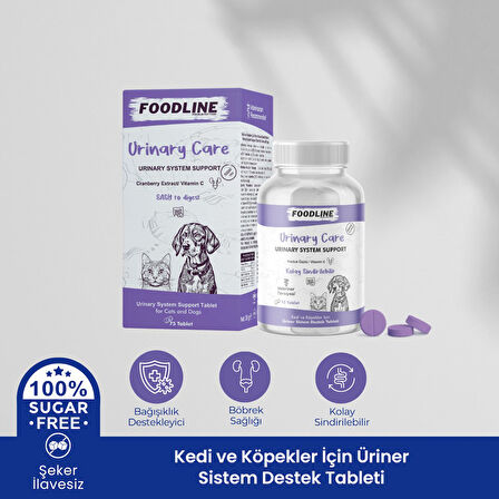 Foodline Urinary Care 75 Tablet | Kedi ve Köpekler için İdrar Sağlığını Destekleyici