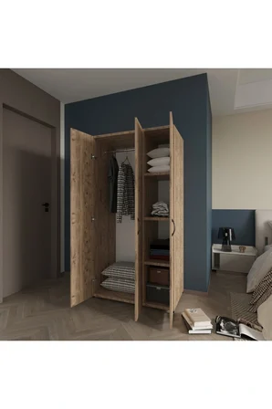 Doruk 3 Kapaklı Çam Elbise Dolabı Çok Amaçlı Dolap 90 cm Genişlik