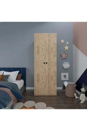 2 Kapaklı Elbise Dolabı - Genç odası Dolabı Çam 80 cm