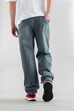 Erkek Taş Baggy Fit Geniş Kalıp Normal Bel Geniş Paça Jean Bol Pantolon