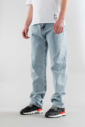 Erkek Taş Baggy Fit Geniş Kalıp Normal Bel Geniş Paça Jean Bol Pantolon