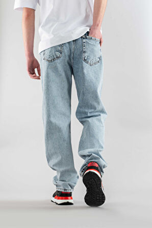 Erkek Taş Baggy Fit Geniş Kalıp Normal Bel Geniş Paça Jean Bol Pantolon
